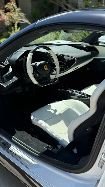 Clean white and black Ferrari interior