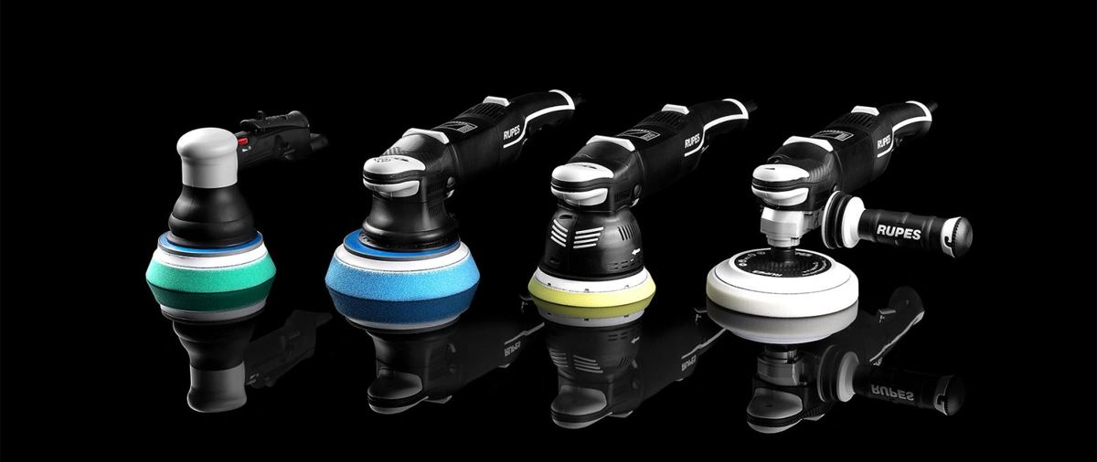 Set of RUPES dual-action polishers with different pads